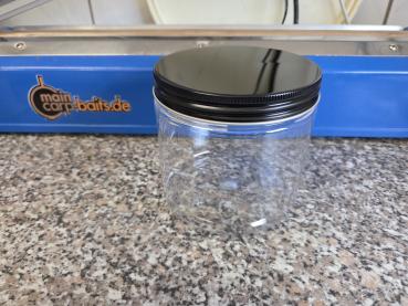 PET Schraubdose 600ml mit 100mm Öffnung inkl. schwarzen Aludeckel